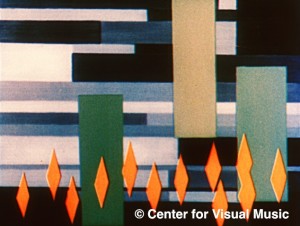 Still from Fischinger's Radio Dynamics (1942), his silent "Experiment in Color Rhythm"
