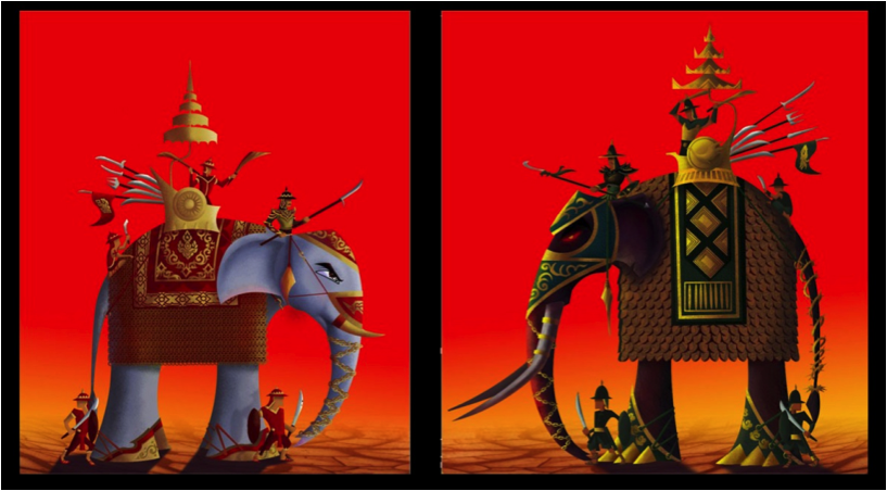 Designs for the Thai and Burmese war elephants Image courtesy of Kantana Studios. 